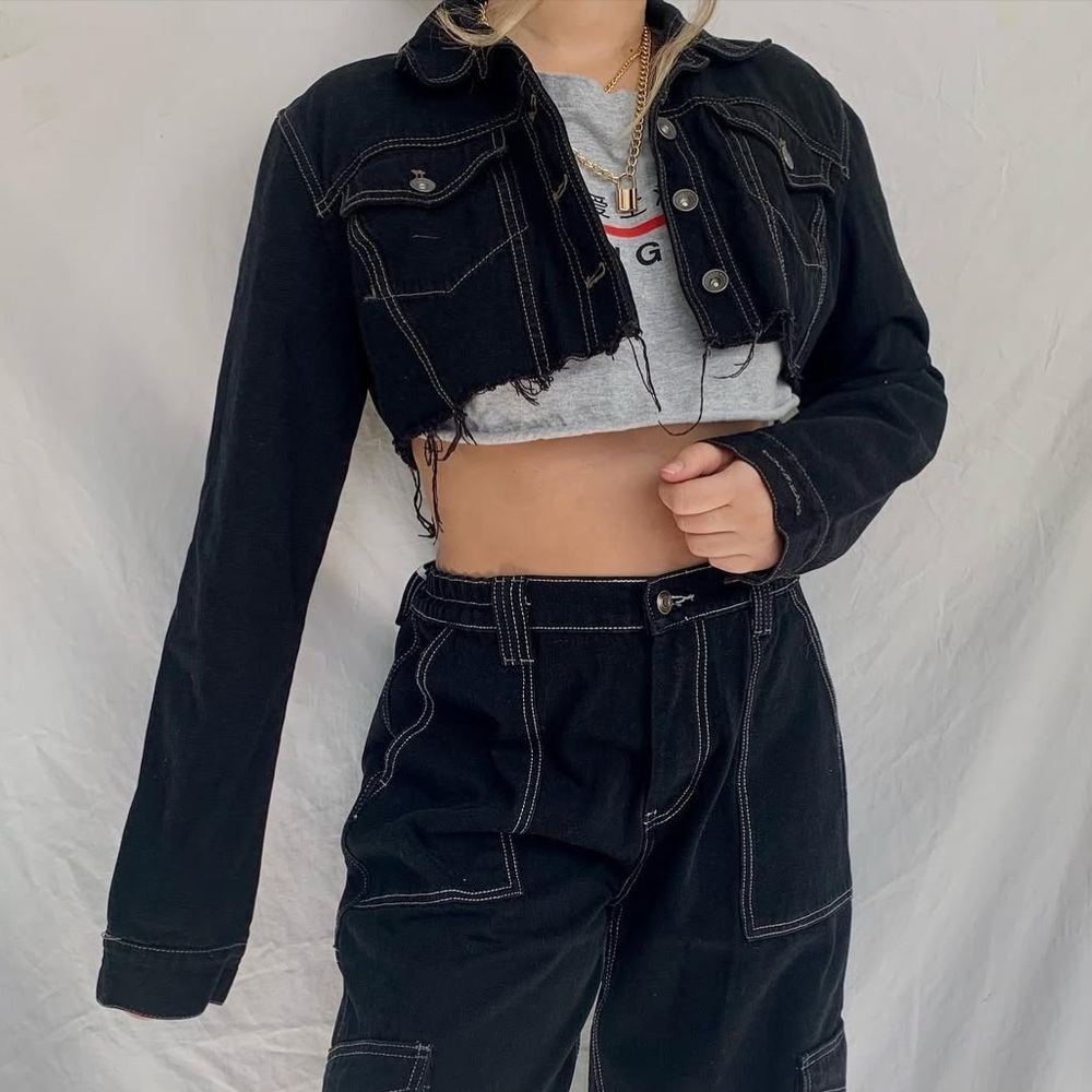 Black Denim Cropped Jean Jacket